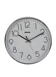 Geepas GWC26011 3D Silver Dial Wall Clock, Black/White
