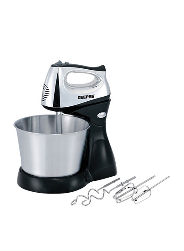 

Geepas 2.5L 5 Speed Turbo Bowl Hand Mixer, 200W, GHM5461, Silver