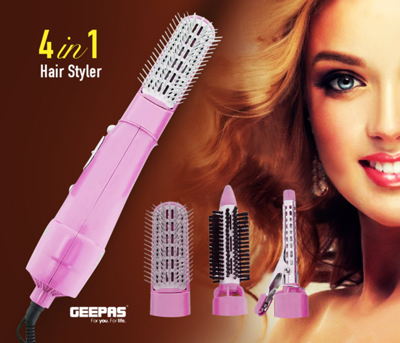 Geepas 4-in-1 Hair Styler, 750W, GH714, Pink