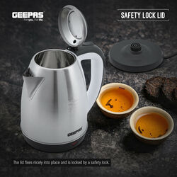 Geepas 1.8L Electric Stainless Steel Kettle, 1400W, with Auto Cut Off, GK5466, Silver