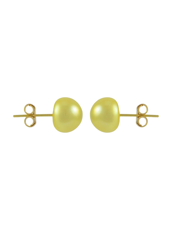 Vera Perla 18K Yellow Gold Stud Earrings for Women, with Pearl Stones, Yellow