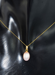Vera Perla Pendant Necklace for Women, with 18K Gold Pearl Pendant and 10K Gold Chain, Gold/Pink