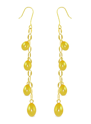 Vera Perla 18K Gold Dangle Earrings for Women, with Pearl Stone, Gold/Yellow