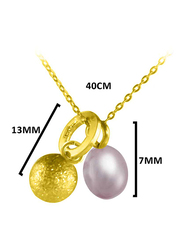 Vera Perla 18K Solid Gold Pendant Necklace for Women, with 7-13mm Pearl Stone, Gold/White