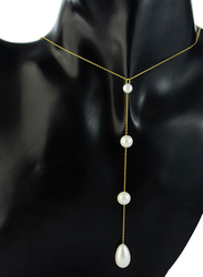 Vera Perla 18K Gold Pendant Necklace for Women, with Gradual Pearl Stone, Gold/White