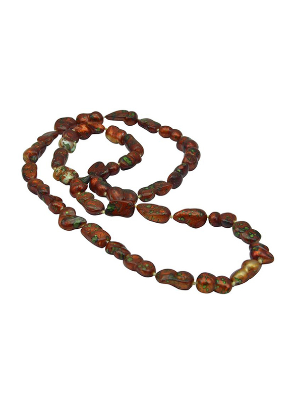 

Vera Perla 18K Gold Multi-strand Necklace for Women Long, with Pearl and Beads Stone, Brown