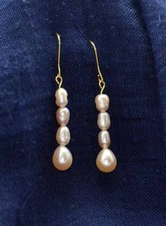 Vera Perla 10K Gold Drop Earrings for Women, with 6mm Pearl Stones, Rose Gold