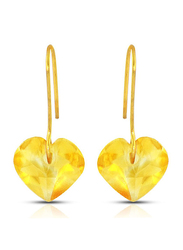 Vera Perla 10k Gold Heart Dangle Earrings for Women, with Citrine Stone, Yellow