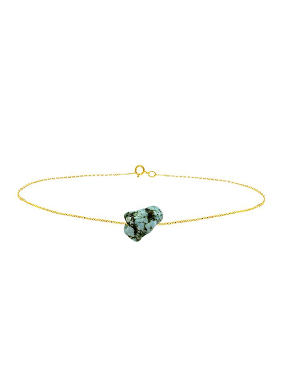 Vera Perla 18K Gold Chain Bracelet for Women, with Nugget Stone, Gold/Turquoise