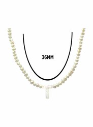 Vera Perla 10K Gold Strand Pendant Necklace for Women, with Letter T and Pearl Stones, White