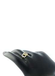 Vera Perla 18k Solid Gold Fashion Ring for Women, with Interlocking Hearts 0.13 ct Genuine Diamonds, Gold/Clear, US 6.5