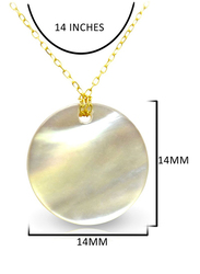 Vera Perla 18K Gold Pendant Necklace for Women with Coin Shape Mother of Pearl Necklace, White/Gold