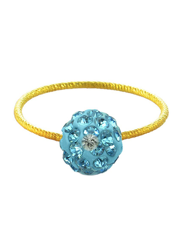 Vera Perla 18k Solid Yellow Gold Simple Fashion Ring for Women, with 10mm Crystal Ball, Aqua/Gold, US 6