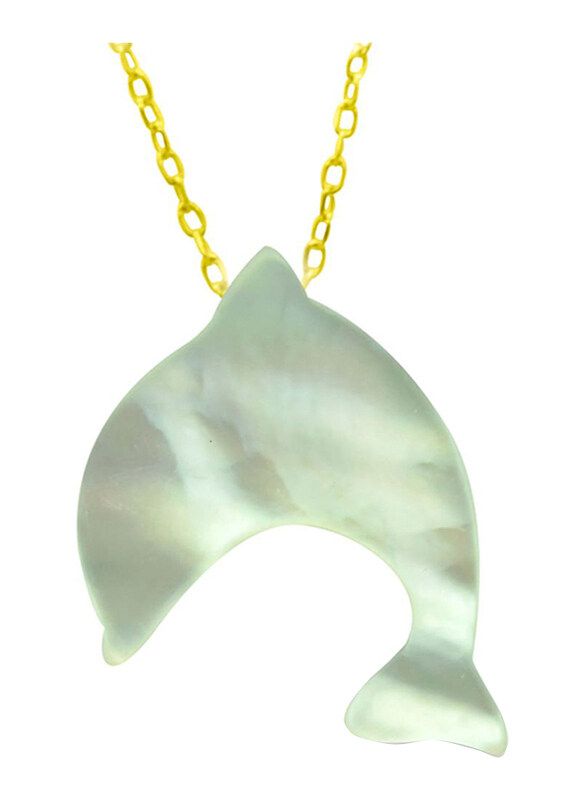 

Vera Perla 18K Gold Dolphin Shape Necklace for Women, with Mother of Pearl Stone, Off White