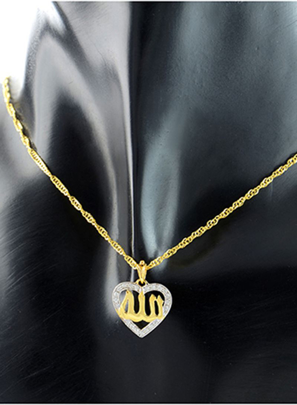 Vera Perla 18K Gold Necklace for Women, with 0.05ct Diamonds 3D Heart Pendant, Gold