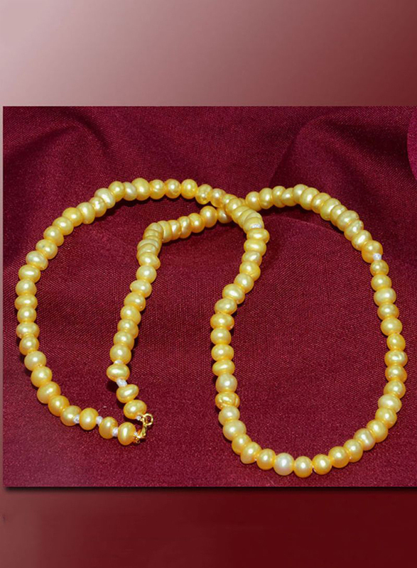 فيرا بيرلا طقم مجوهرات من الذهب عيار 18 قيراط للنساء،مكوّن من قلادة وأقراط، مع حجر اللؤلؤ - ذهبي