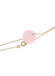 Vera Perla 18k Rose Gold Chain Necklace for Women, with Quartz Stone, Gold/Pink