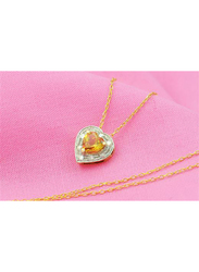 Vera Perla 18K Gold Pendant Necklace for Women, with 0.08ct Diamonds & Citrine Stone, Yellow/Gold