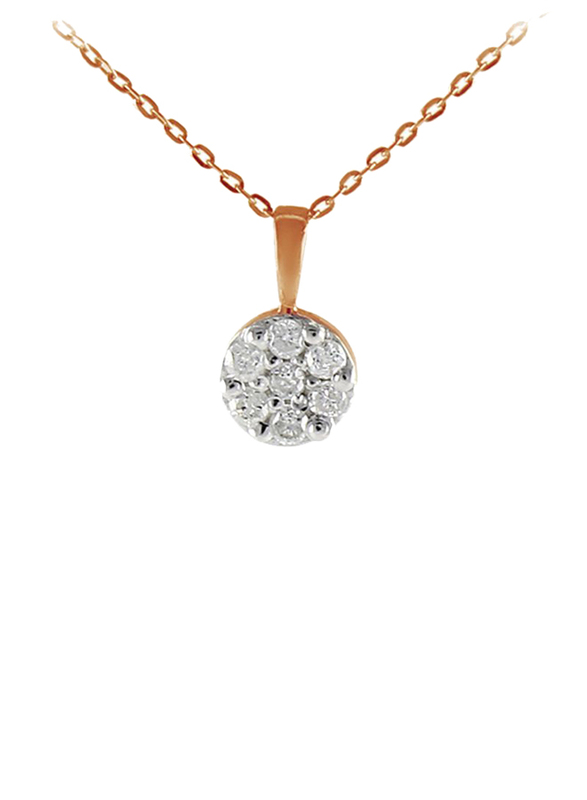 Vera Perla 18k Solid Rose Gold Solitaire Pendant Necklace for Women, with 0.07ct Genuine Diamonds, Gold/Rose Gold