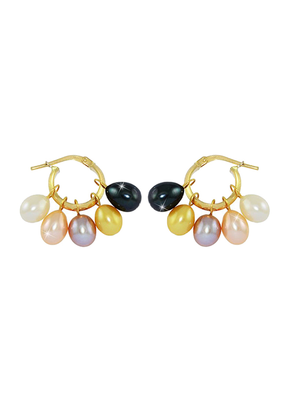 Vera Perla 18K Gold Drop & Dangle Half Hoop Interchangeable Earrings for Women, with Pearl, Gold