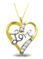 Vera Perla 18K Gold Heart Pendant Necklace for Women, with Diamond Studded, Gold/Silver