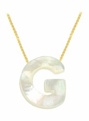 Vera Perla 18k Yellow Gold G Letter Pendant Necklace for Women, with Mother of Pearl Stone, White/Gold