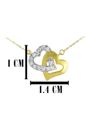 Vera Perla 18K Solid Gold Interlocking Hearts Pendant Necklace for Women, with 0.15ct Diamond Stone, Gold