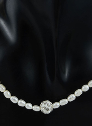 فيرا بيرلا عقد من الذهب عيار 10 قيراط للنساء، مع كرات وكرستال مدمجة - أبيض و شفاف