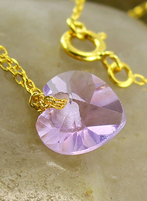 Vera Perla 18K Gold Pendant Necklace, with Amethyst Stone, Purple/Gold