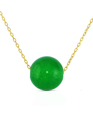 Vera Perla 10K Yellow Gold Necklace for Women, with Jade Stone Pendant, Gold/Green