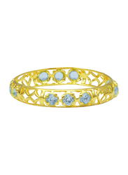 Vera Perla 18k Solid Yellow Gold Fashion Ring for Women, with Topaz Stone, Gold/Blue, 6US