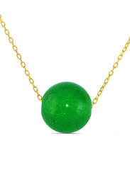 Vera Perla 18K Gold Sandstone Necklace for Women, with 10mm Jade Stone Pendant, Gold/Green