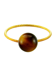 Vera Perla 10k Gold Simple Promise Ring for Women with 7mm Tiger Eye Stone, Brown, US 6