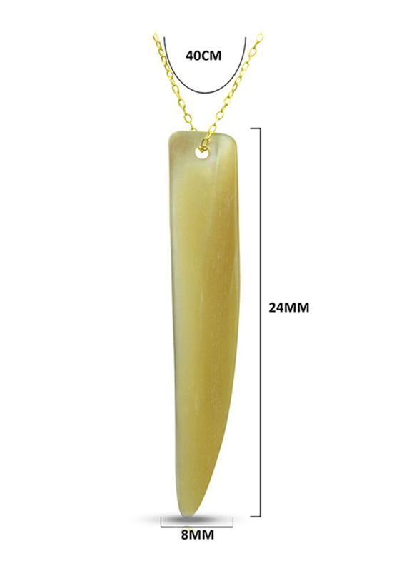 Vera Perla 18K Gold Fang Shape Necklace for Women, with Mother of Pearl Stone, Off White