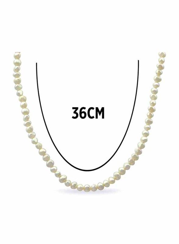 Vera Perla 18k Solid Gold Pearls Charm Necklace for Women, White