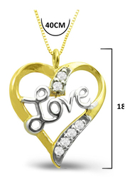 Vera Perla 18K Gold Heart Pendant Necklace for Women, with Diamond Studded, Gold/Silver