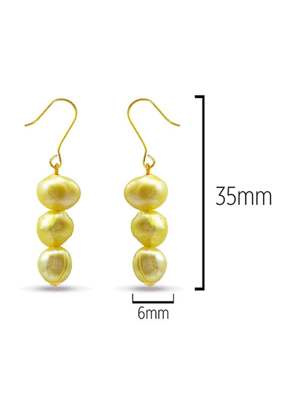 Vera Perla 18K Yellow Gold Dangle Earrings for Women, with Pearl Stone, Yellow