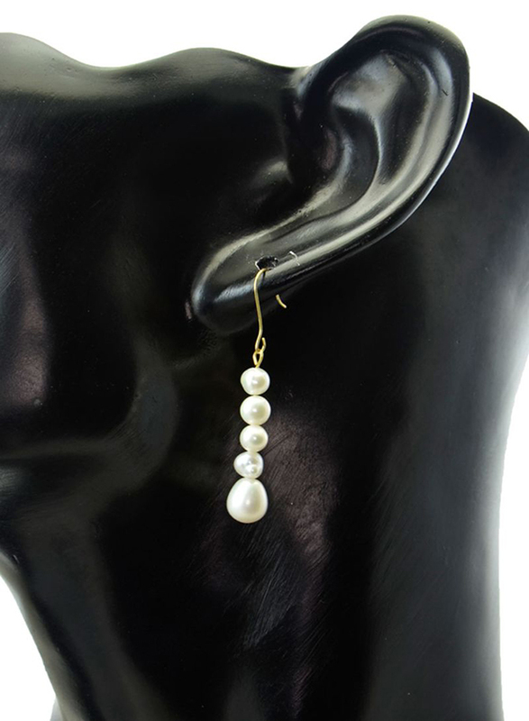 Vera Perla 18K Yellow Gold Dangle Earrings for Women, with Pearl Stone, White