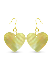 Vera Perla 18K Gold Dangle Earrings for Women, with Heart Shape Mother of Pearl Stone, Gold