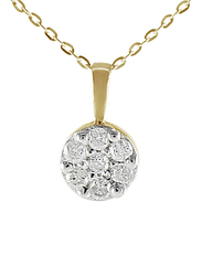 Vera Perla 18K White & Yellow Gold Solitaire Pendant Necklace for Women, with 0.07ct Diamonds, Gold/Yellow Gold