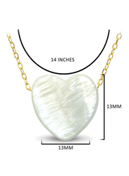 Vera Perla 18K Gold Pendant Necklace for Women with Heart Shape Mother of Pearl Pendant, White/Gold