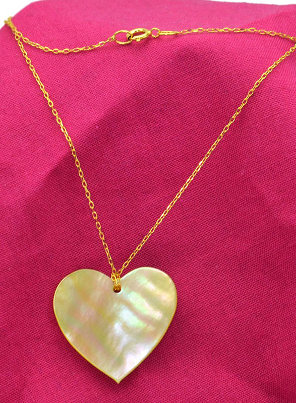 Vera Perla 18K Gold Heart Shape Necklace for Women, with Mother of Pearl Stone, Gold