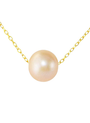 Vera Perla 10k Yellow Gold Necklace for Women, with Pearl Stone Pendant, Gold/Peach