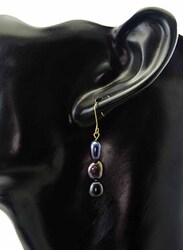 Vera Perla 10K Gold Drop Earrings for Women, with Pearl Stones, Blue