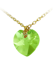 Vera Perla 18K Yellow Gold Pendant Necklace for Women, with Peridot Stone, Green/Gold