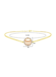 Vera Perla 18K Gold Chain Bracelet for Women, with 0.10 ct Genuine Diamonds and Pearl, Beige
