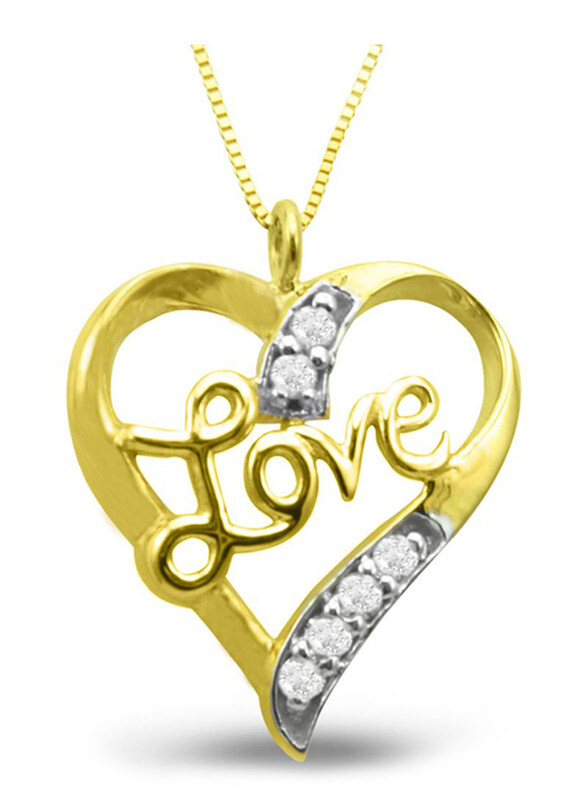 

Vera Perla 18K Gold Heart Pendant Necklace for Women, with Diamond Studded, Gold