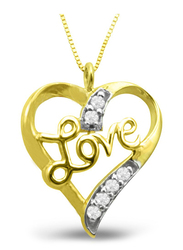 Vera Perla 18K Gold Heart Pendant Necklace for Women, with Diamond Studded, Gold