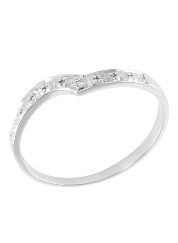Vera Perla 18K Gold Eternity Fashion Ring for Women, with Twisted 0.10 ct Genuine Diamonds, Gold, US 6.5