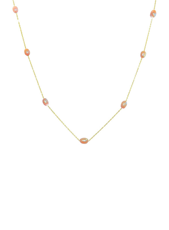 

Vera Perla 18K Gold Opera Necklace for Women, with Pearls Stone, Gold/Pink